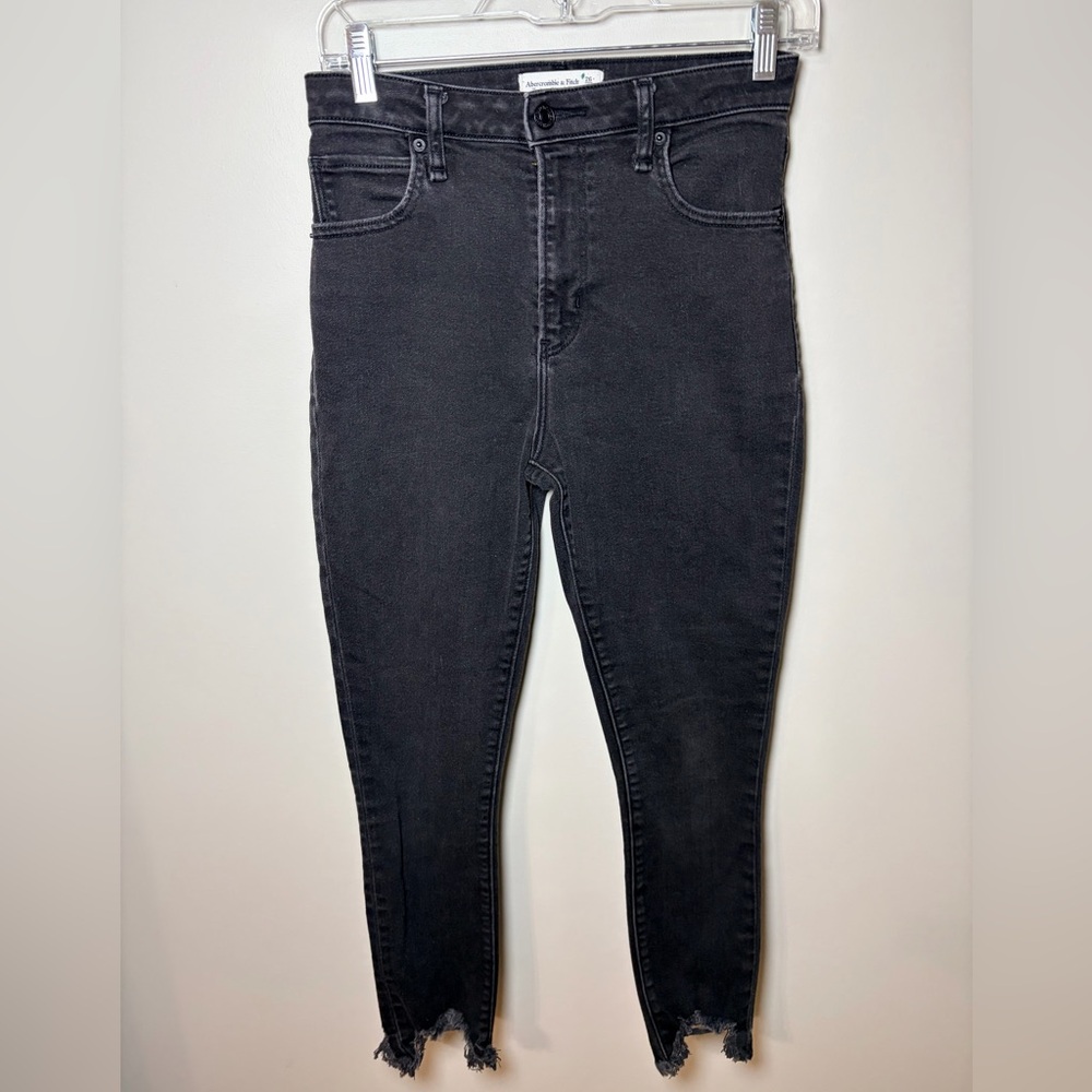 Abercrombie & Fitch Curve Love High Rise Skinny Ankle Jeans 26R Raw Hem